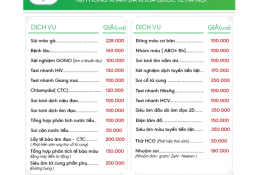 Bảng Giá Dịch Vụ Phụ Khoa (chưa trừ khuyến mại)